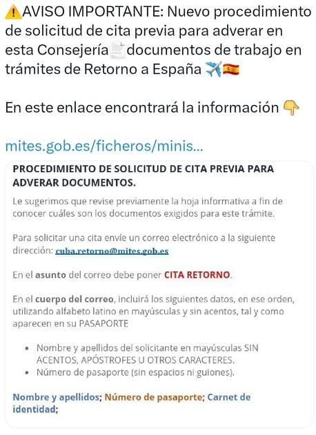 Aviso importante sobre trámites de España en Cuba: Nuevo procedimiento para solicitar cita