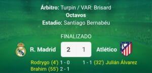El Madrid se adelanta en el derbi de Champions con un 2 a 1 al Atlético