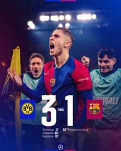 Regreso histórico: El Barcelona a semifinales de Champions League a pesar de la derrota 3 a 1 ante el Borussia Dortmund