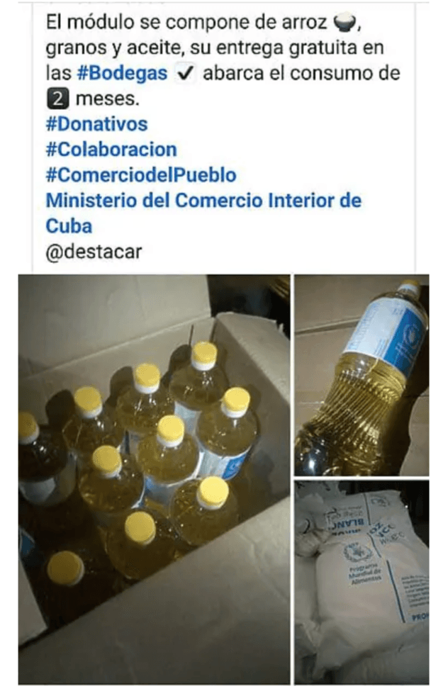 Comienza distribución de módulos de alimentos donados por el Programa Mundial de Alimentos en Cuba