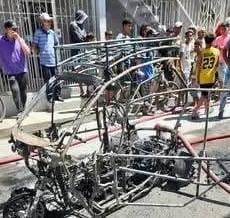 Combustión de un triciclo eléctrico desata caos en Las Tunas