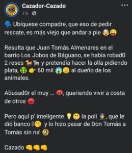Capturado secuestrador de vacas en el municipio de Baguanos, Holguín