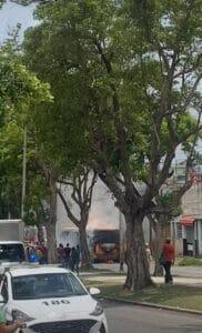 Ómnibus de la Ruta P10 sufre incendio