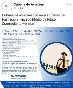 Curso de Piloto Comercial: El Técnico medio que ofrece Cubana de Aviación.