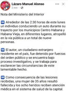 Extranjero residente en Cuba atropella a 9 personas en diferentes lugares de La Habana, una de ellas falleció.