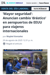 Anuncian cambio en aeropuertos de Estados Unidos para viajeros internacionales.