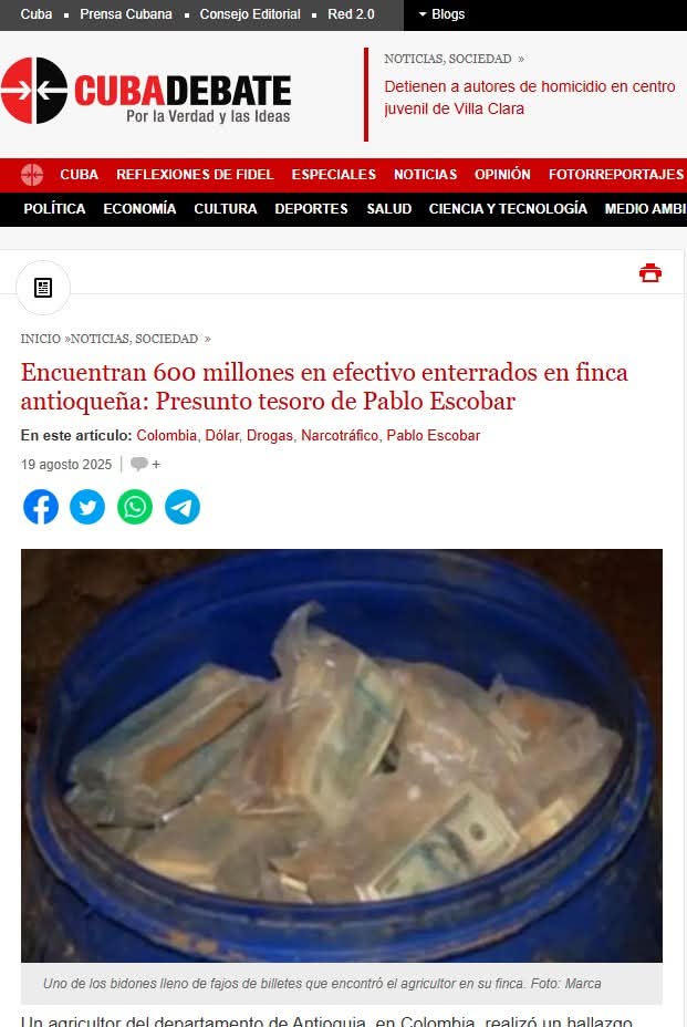 Cubadebate recicla una noticia falsa sobre Pablo Escobar