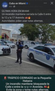 Incendio de gran magnitud en la Calle 8 de Miami provoca cierre vial y afecta el tráfico