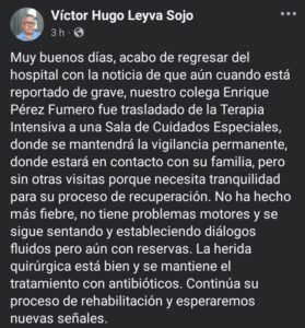 Periodista atacado muestra avances en recuperación neurológica