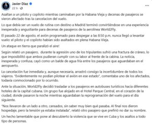 Asalto en La Habana Vieja obliga a cancelar vuelo Madrid-La Habana de World2Fly