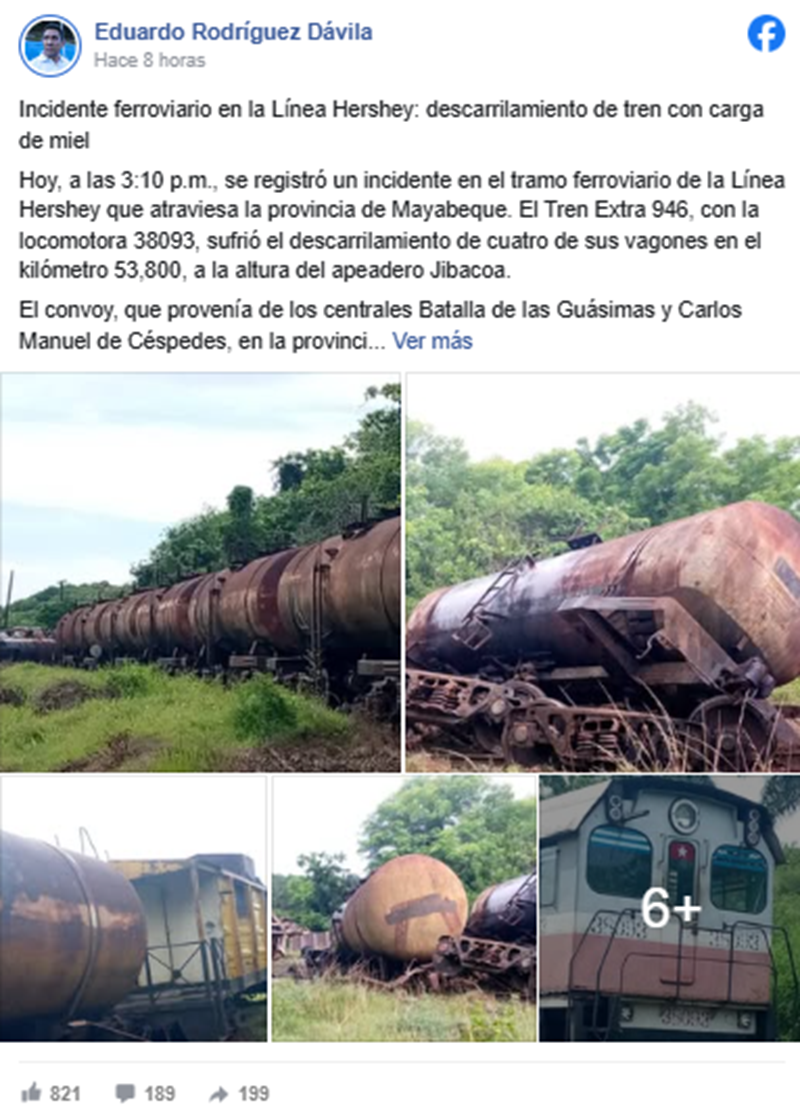 Descarrilamiento de tren de carga en la Línea Hershey