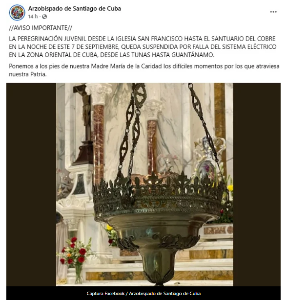 Apagón silencia la fe: suspensa peregrinación juvenil víspera del Día de la Virgen de la Caridad