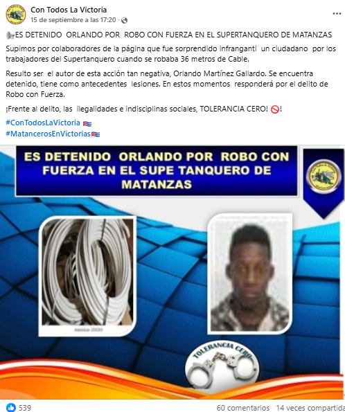 Detienen a trabajador por robo de cables en la Base de Supertanqueros de Matanzas