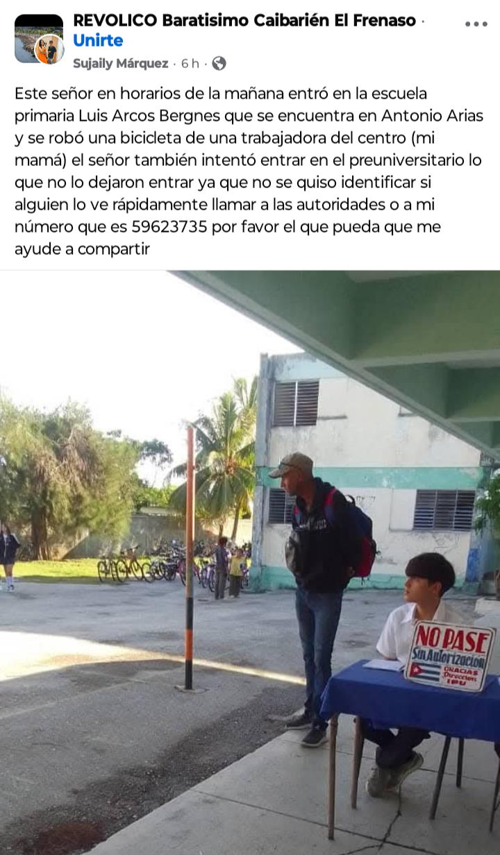 Ladrón entra a escuela en Caibarién, y se roba bicicleta de trabajadora