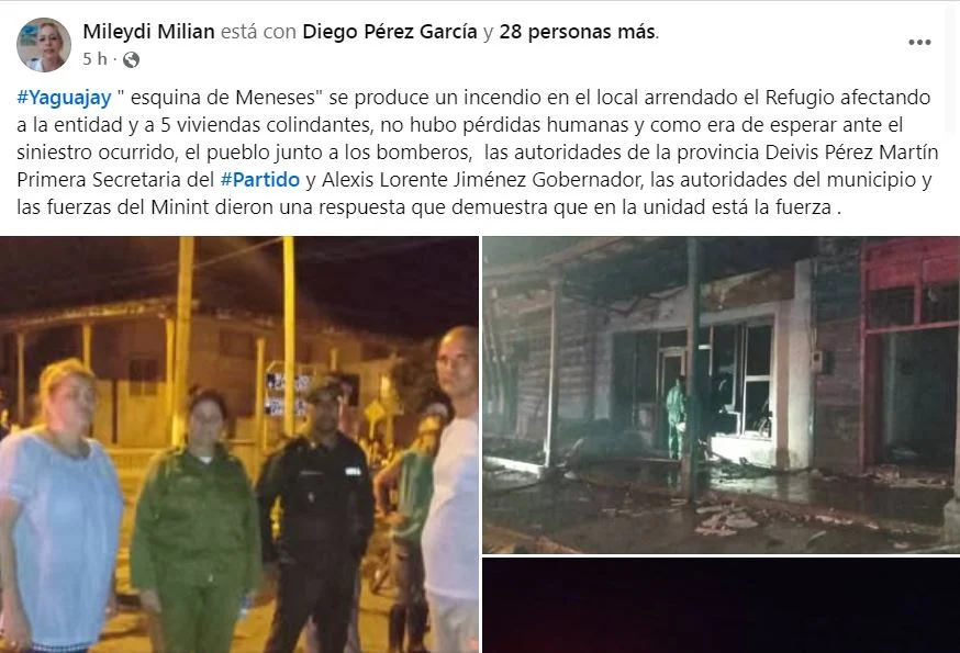 El incendio en Yaguajay: Devastación en el bar El Refugio y viviendas colindantes