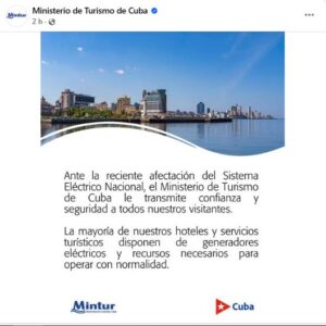 Ministerio de Turismo en Cuba garantiza electricidad y disfrute a sus visitantes mientras el país se cae a pedazos