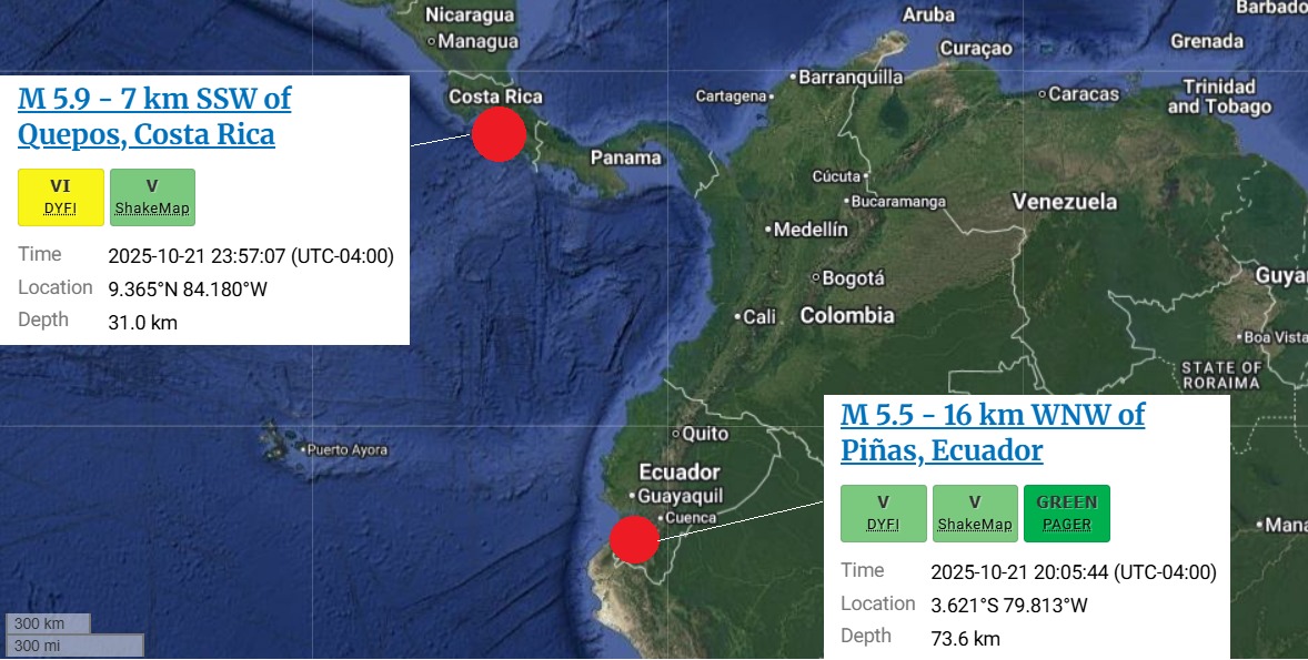 Sismo de magnitud 6,1 remeció Costa Rica sin causar daños graves