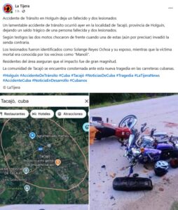 Fatal choque entre motos en Tacajó deja 1 muerto y 2 heridos