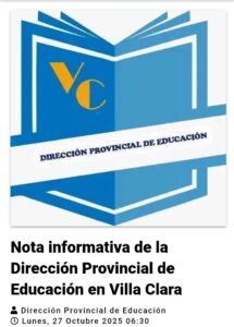 Dirección Provincial de Educación en Villa Clara adopta medidas ante el paso del huracán Melissa