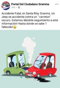 Tragedia en Granma: joven muere tras brutal choque entre jeep y carretón de caballo