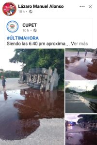 Rastra de CUPET se vuelca en la Vía Blanca y provoca derrame de crudo