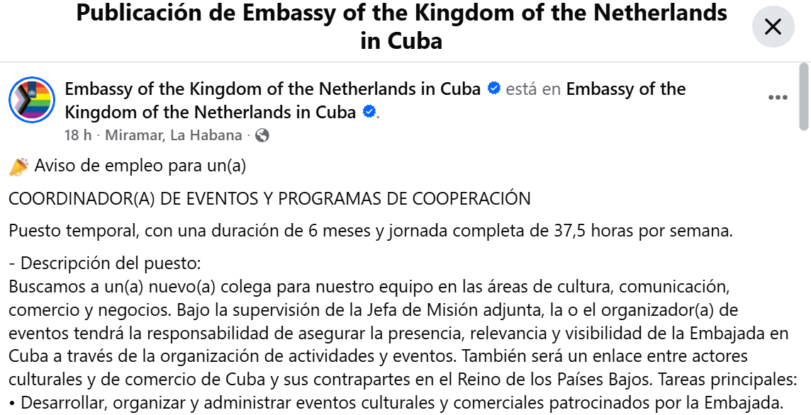 Embajada de Países Bajos en La Habana abre una oportunidad única para cubanos.