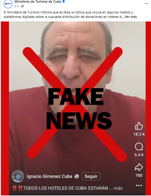 MINTUR desmiente rumores sobre donaciones en hoteles tras el huracán Melissa