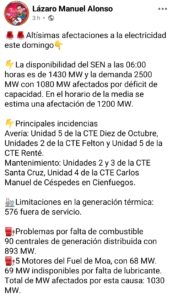 CTE Nuevitas sufrió un incendio, lo que reduce aún más la capacidad de generación eléctrica del país y amenaza con provocar nuevos apagones en diversas regiones.