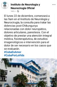 Instituto de Neurología inicia consulta especializada para atender secuelas post-Chikungunya