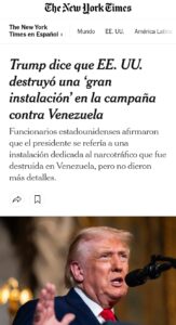 Trump afirma que EE.UU. destruyó una gran instalación vinculada al narcotráfico en Venezuela