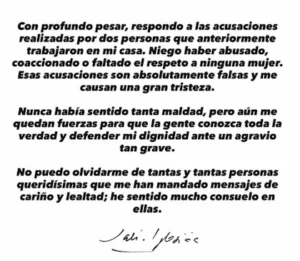 Comunicado de Julio Iglesias responde a las acusaciones de agresión sexual