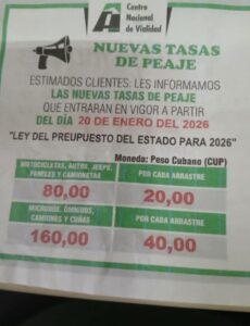 Se duplica peaje en carretera Matanzas-Varadero desde el 20 de enero