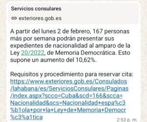 Aumentan las citas en el Consulado de España en La Habana para trámites de nacionalidad