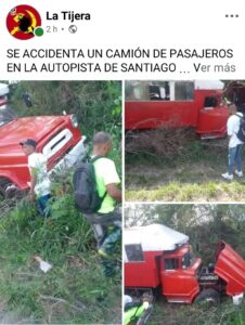 Camión que cubría ruta Santiago–Contramaestre se accidenta en la autopista