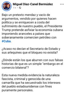 Gobierno cubano responde a medida estadounidense sobre el comercio de combustible