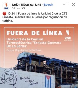 CTE Ernesto Guevara sale del SEN por regulación en la turbina