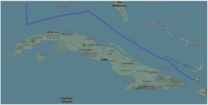 Recorrido del avión RC-135V/W Rivet Joint/ CubaNet 