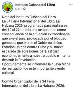 Posponen la Feria Internacional del Libro de La Habana ante la grave crisis energética en Cuba