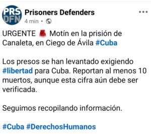 Motín en prisión de Canaletas: cientos de reclusos protestan en Ciego de Ávila por la libertad de Cuba y denuncian condiciones inhumanas