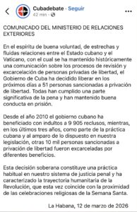 Cuba libera 51 presos: ¿Gesto humanitario o estrategia de supervivencia?
