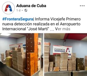 Aduana Cubana frustra intento de sacar más de 370 cajas de tabacos falsificados por el aeropuerto de La Habana.