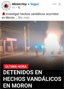 MININT informa que investiga incidentes ocurridos en Morón e infoma sobre detención de pobladores.