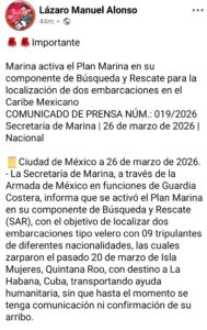 México busca dos veleros desaparecidos que llevaban ayuda humanitaria a Cuba