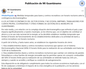 Guantánamo restringe horarios en bares y centros nocturnos ante crisis energética nacional