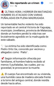 Hombre muere tras ser apuñalado en su casa en Jovellanos , Matanzas.