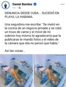 Quedó grabada: entra a una cocina en Playa y roba carne y un celular