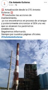 CTE Antonio Guiteras entra en fase de arranque tras concluir mantenimiento