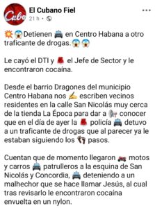 Detienen a presunto traficante de drogas en Centro Habana tras operativo policial