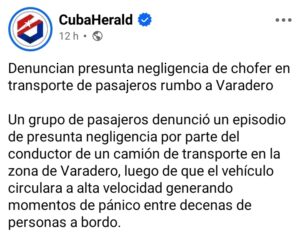 Conducción irresponsable pone en riesgo a decenas de pasajeros en Cuba