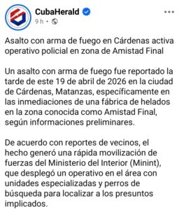 Asalto armado en Cárdenas provoca amplio operativo policial